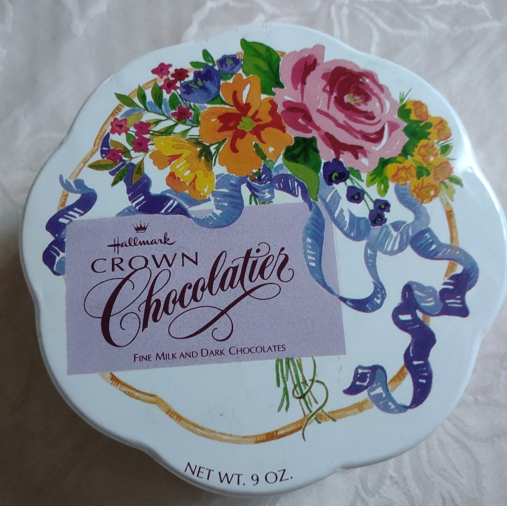 Floral Tin Empty Container With Lid